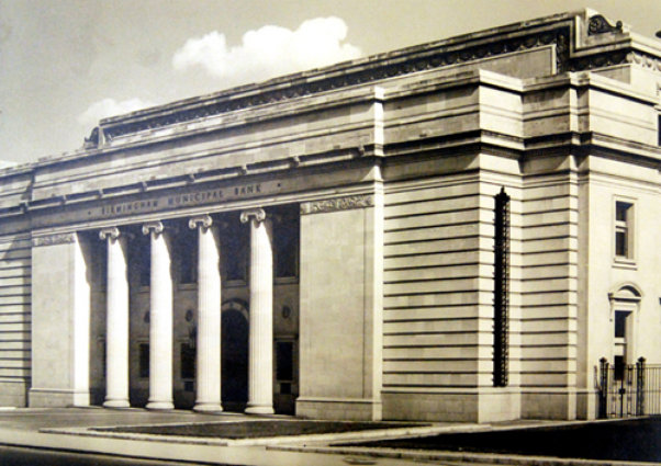 A detailed history of the Birmingham Municipal Bank including the Birmingham Municipal TSB, the Birmingham Corporation Savings Bank, 
and the Birmingham Savings Bank